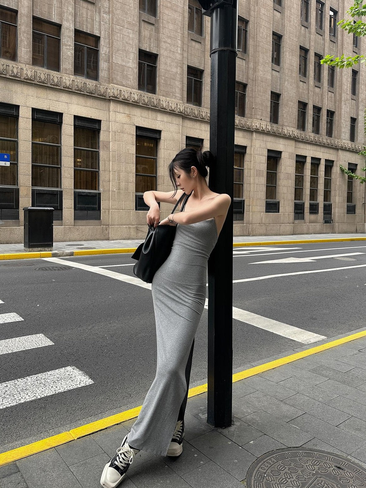 Fanptntox Cutout Open Back High Waist Bodycon Women's Slip Maxi Dresses