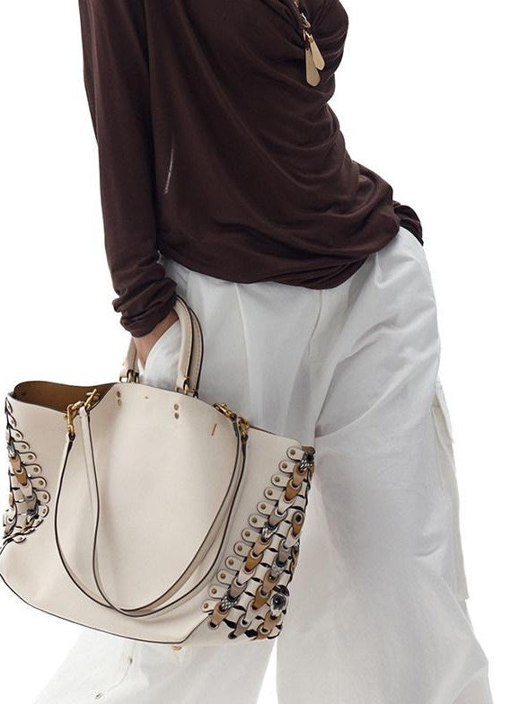Fanptntox Dark Brown Backless Draped Neck Slouchy Women's Lyocell Long Sleeve T-shirts