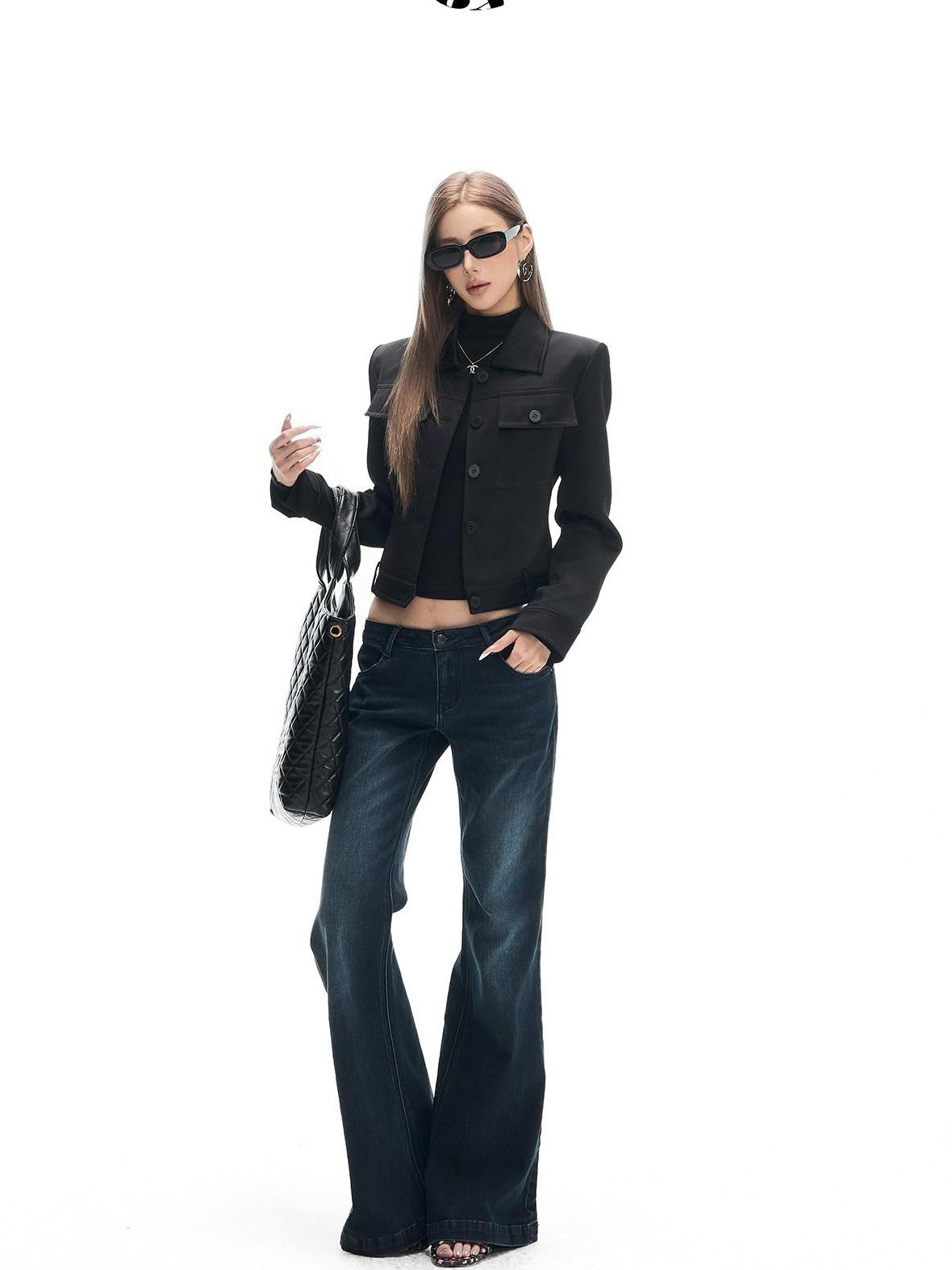 Fanptntox Deep Indigo Washed Whisker Vintage Women's Cotton Stretch Straight-leg Jeans