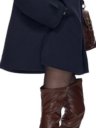 Fanptntox Detachable Fur Collar Drawstring Waist Women's Polyester Short Coats