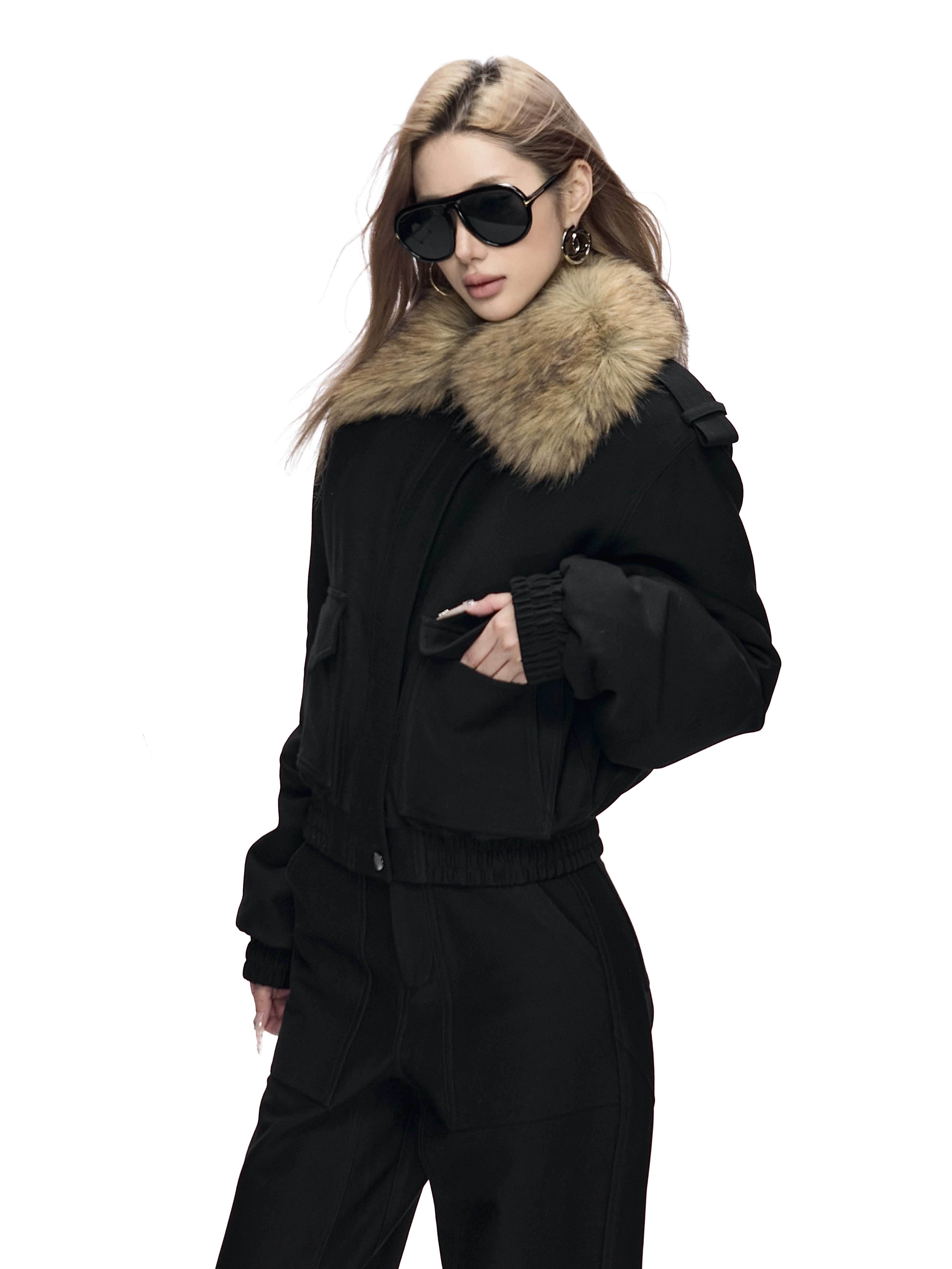 Fanptntox_Detachable_Fur_Collar_Quilted_Short_Women's_Polyester_Blend_Puffer_Jackets_987607366388_MISSTT