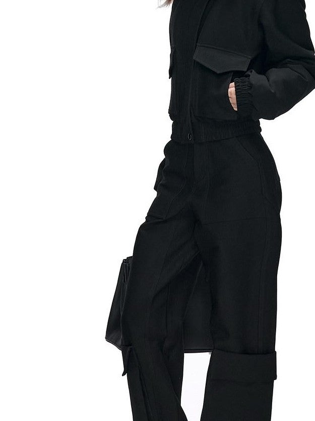 Fanptntox Detachable Fur Collar Quilted Short Women's Polyester Blend Puffer Jackets