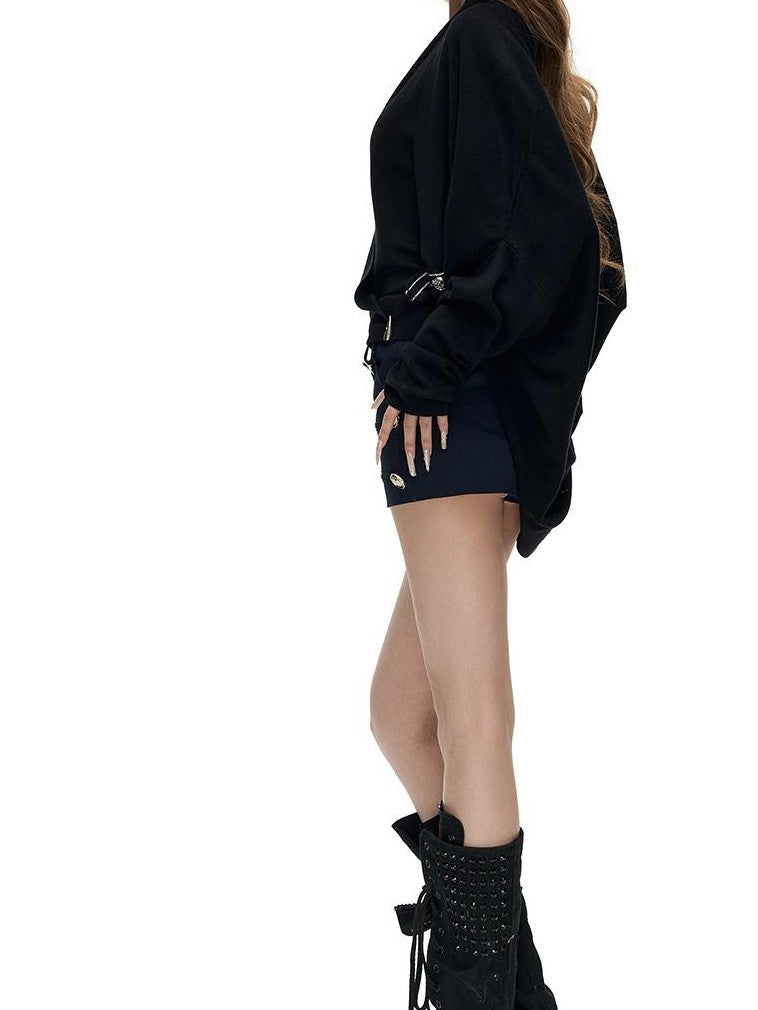 Fanptntox Embroidered Button Wool Blend Batwing Sleeve Women's Cardigans