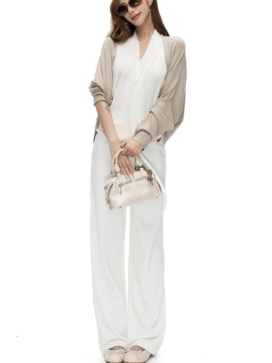 Fanptntox Embroidered Button Wool Blend Batwing Sleeve Women's Cardigans