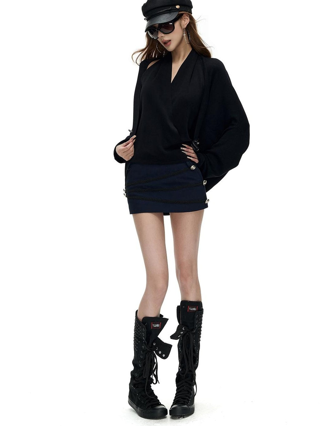 Fanptntox Embroidered Button Wool Blend Batwing Sleeve Women's Cardigans