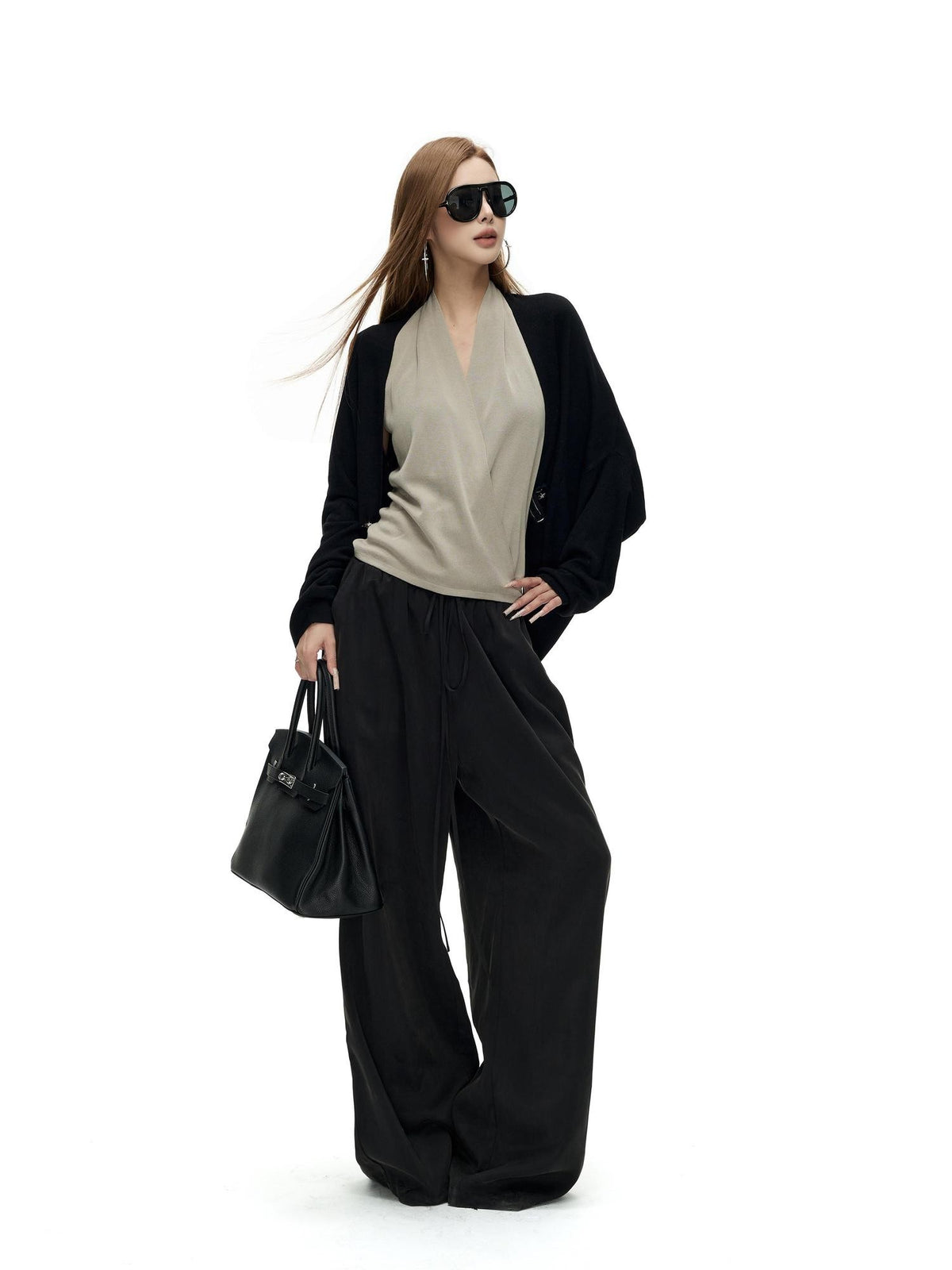 Fanptntox Embroidered Button Wool Blend Batwing Sleeve Women's Cardigans