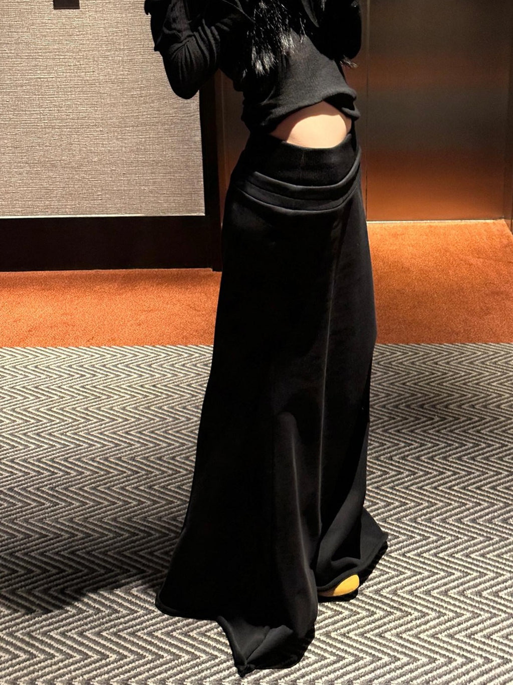 Fanptntox Frayed Hem Knit High Waist Fishtail Women's Other Fabric Maxi Skirts