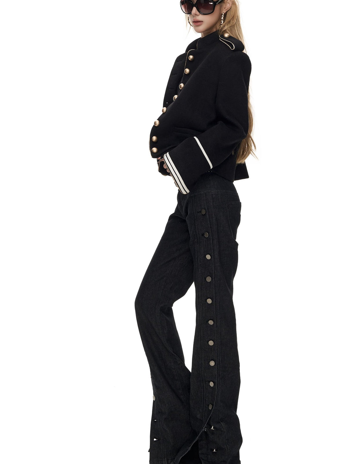 Fanptntox French Style Stand Collar Single Breasted Wool Blend Women's Casual Jackets