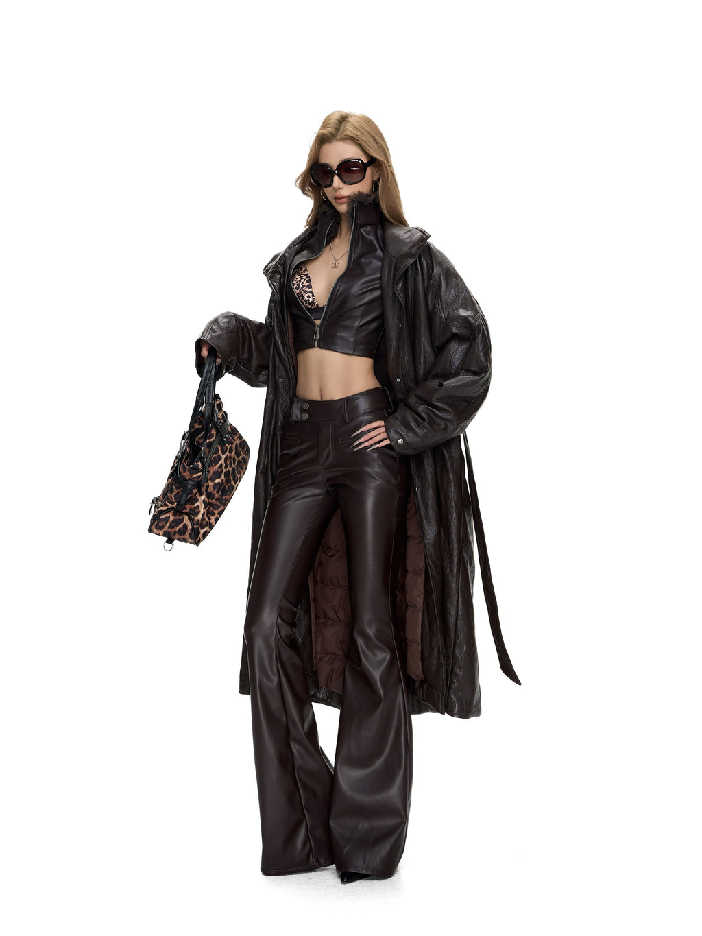 Fanptntox_Glossy_Metallic_Stand_Collar_Waist_Cinched_Padded_Women's_Pu_Trench_Coats_999216993289_MISSTT