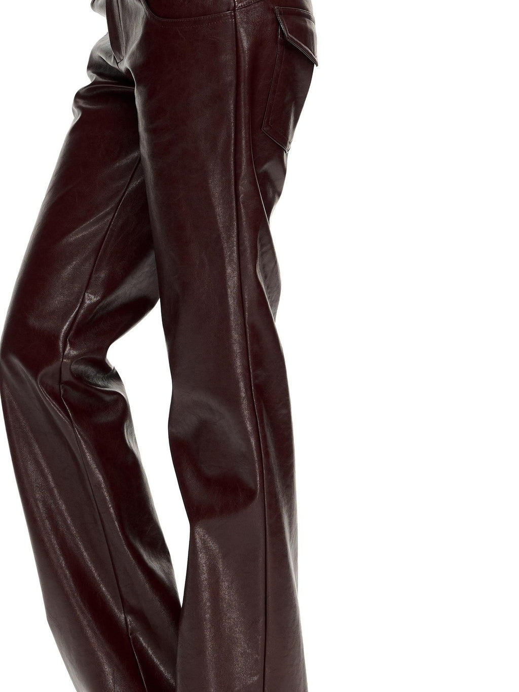Fanptntox Glossy Red Straight Leg Low Waist Slimming Women's Pu Leather Pants