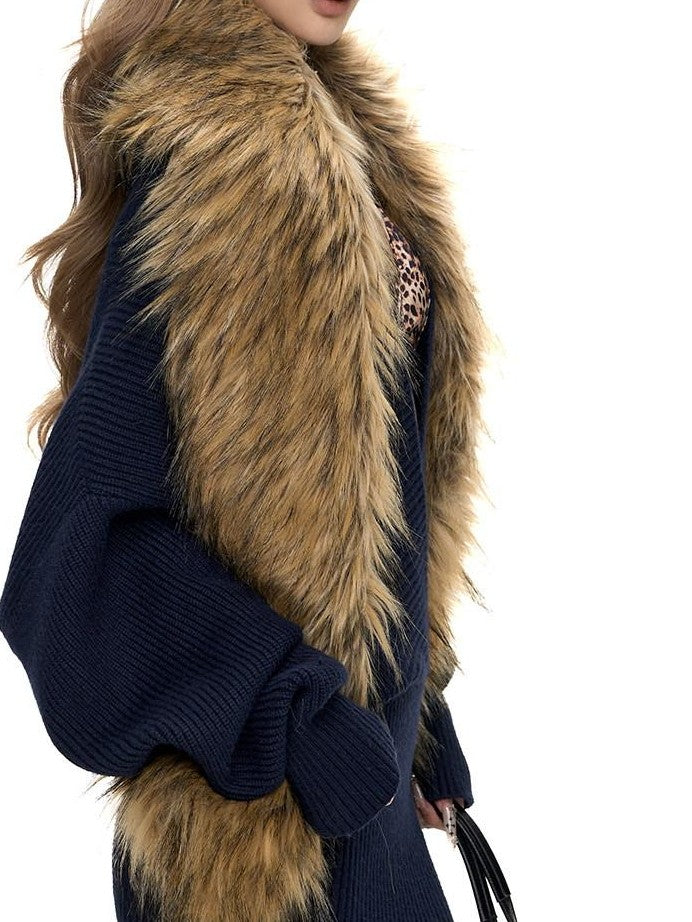 Fanptntox Gradient Yellow Plush Faux Fox Thick Warm Women's Scarves & Shawls