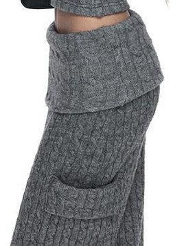 Fanptntox Gray Cable Knit Off Shoulder Women's Stretch Knit Matching Skirt Sets