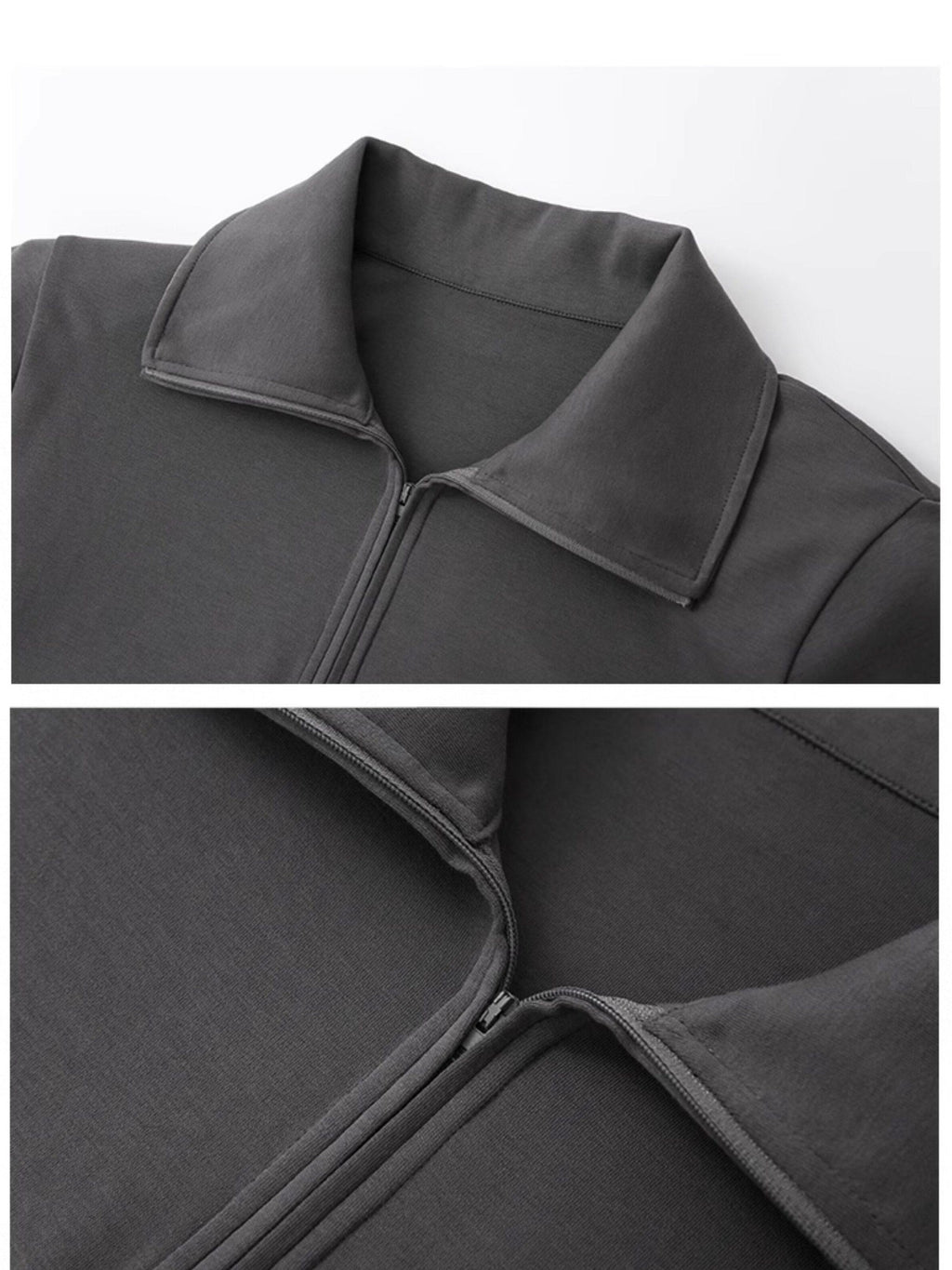 Fanptntox Gray High Neck Padded Shoulders Frayed Pocket Women's Cotton Oversized T-shirts
