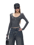 Fanptntox_Gray_V-neck_Knit_Slim_Waist_Women's_Polyester_Long_Sleeve_T-shirts_989024484797_MISSTT