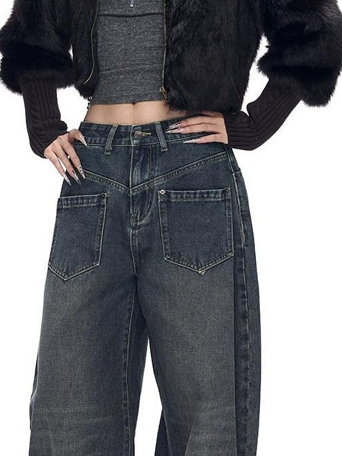 Fanptntox Gray V-neck Knit Slim Waist Women's Polyester Long Sleeve T-shirts