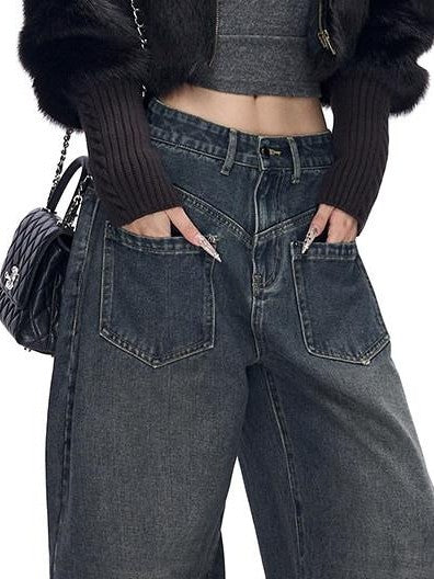 Fanptntox Gray V-neck Knit Slim Waist Women's Polyester Long Sleeve T-shirts