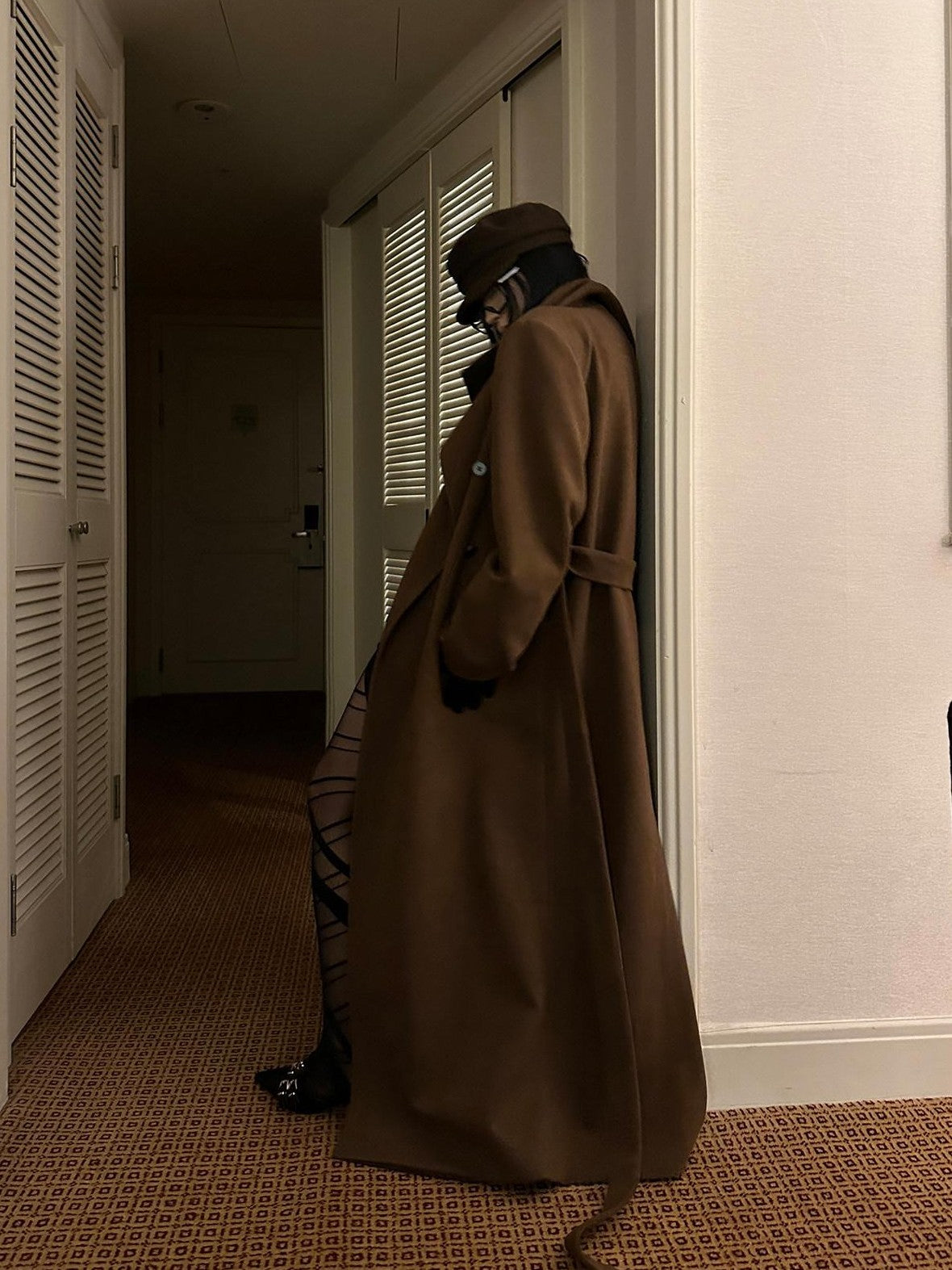 Fanptntox High Collar Belted Straight Slim Solid Women's Woolen Long Coats