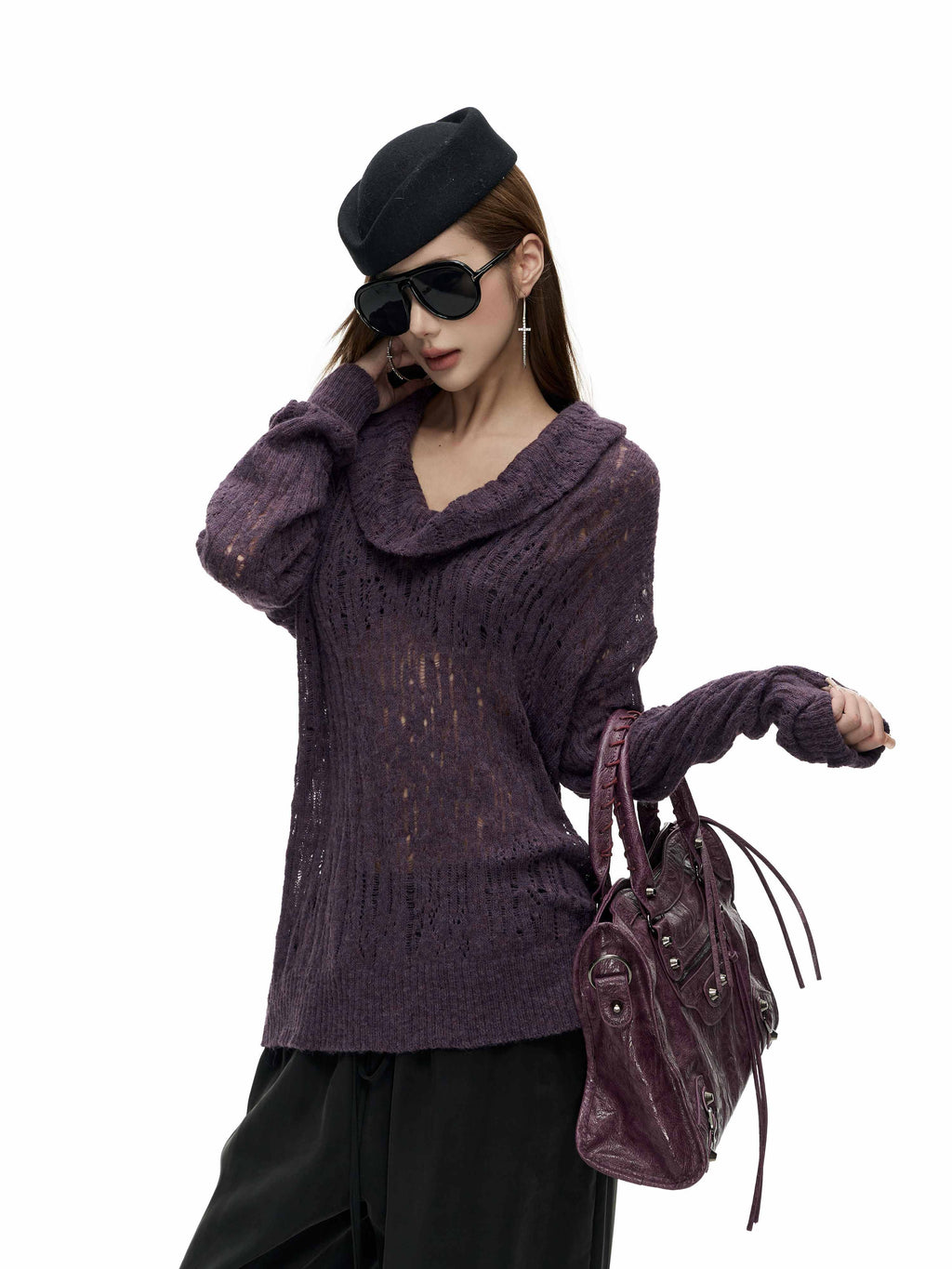 Fanptntox_Hollow_Out_Solid_Color_Loose_Fit_Cowl_Neck_Long_Sleeve_Knit_Women's_Sweaters_1080356352408_MISSTT