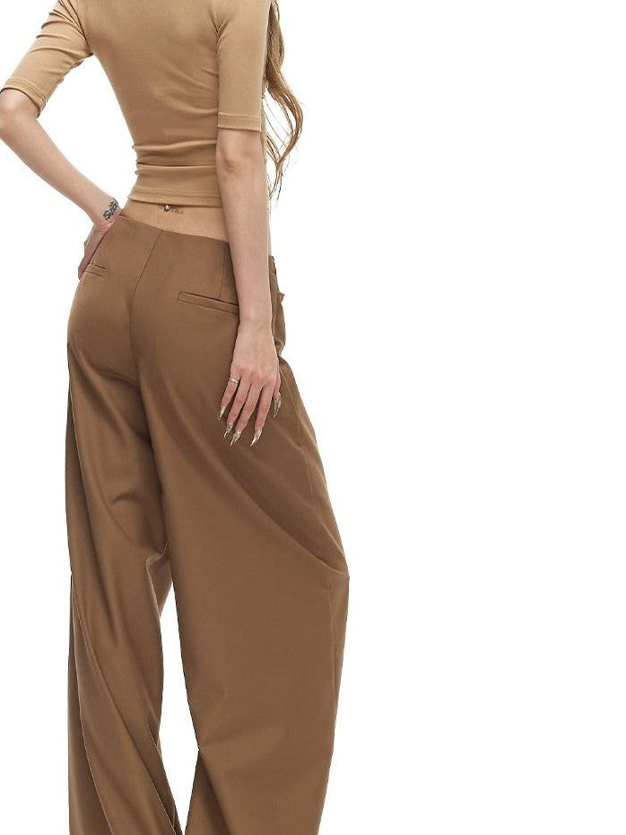 Fanptntox Khaki Ruched V-neck Cropped Waist Women's Cotton Spandex Slim T-shirts