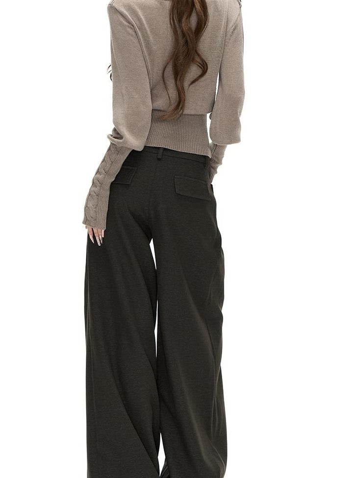 Fanptntox Knit Slim Fit Waist Cinched Long Sleeve Women's Casual Top & Shorts Sets