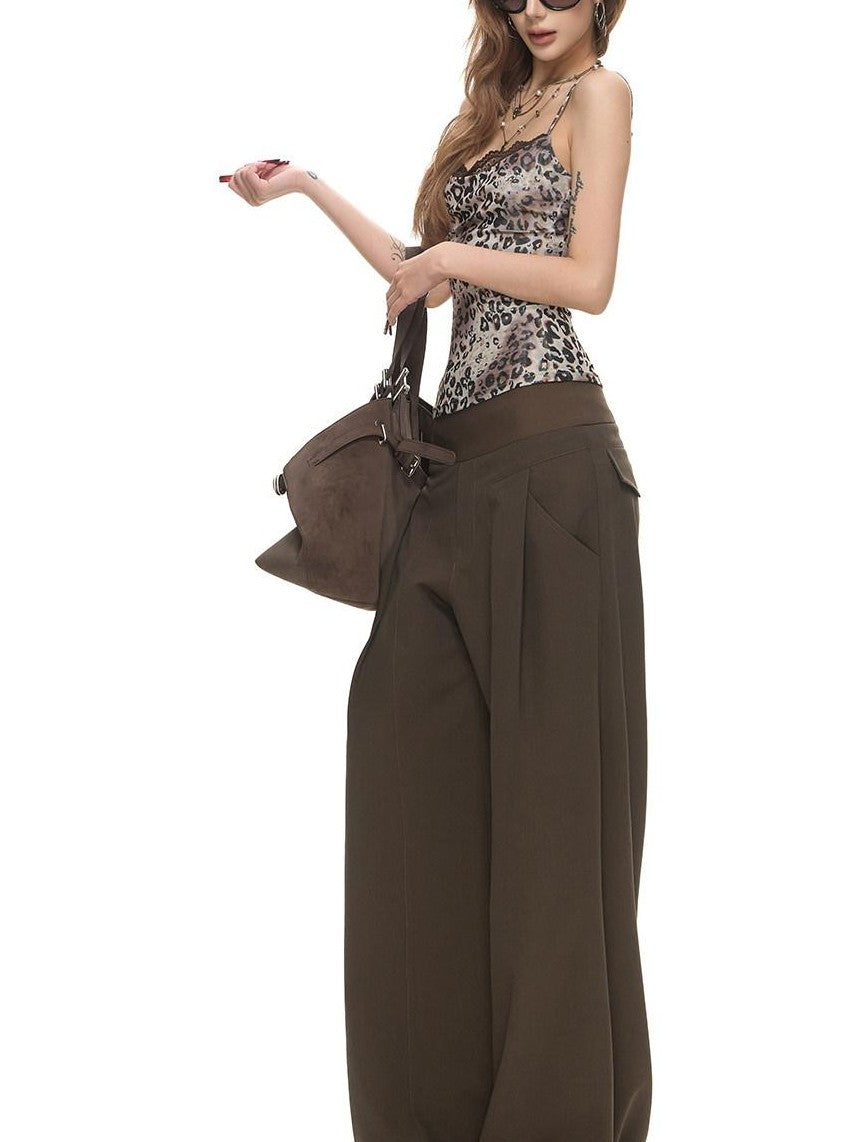 Fanptntox Leopard Print Knit Mesh Splice Round Neck Women's Polyester Lace Camisoles