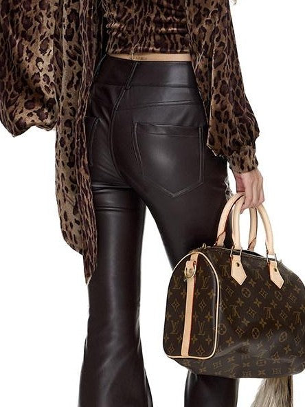 Fanptntox Leopard Velvet Ribbon Waist Mesh Women's Polyester Long Sleeve T-shirts