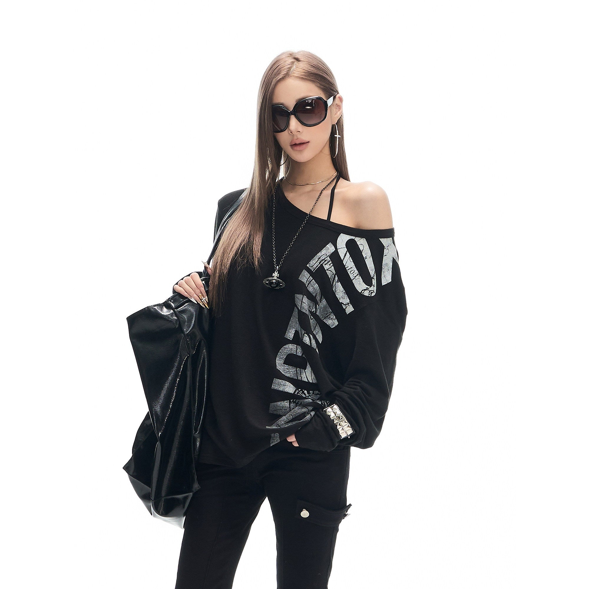 Fanptntox_Letter_Print_Asymmetric_Off_Shoulder_Loose_Women's_Cotton_Long_Sleeve_T-shirts_977171869267_MISSTT