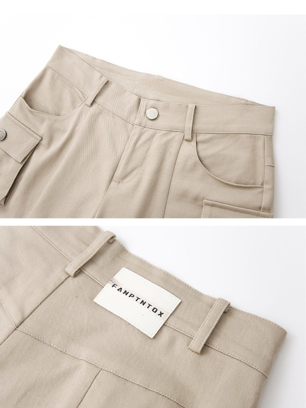 Fanptntox Light Coffee Low Rise Cargo Pocket Micro Flare Women's Cotton Blend Flare Pants