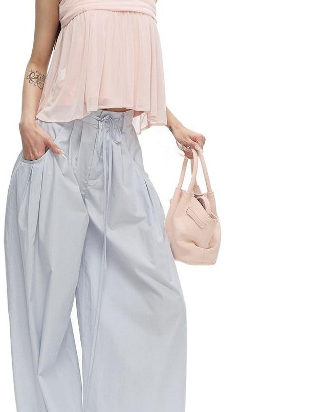 Fanptntox Light Pink Gathered Double Layer Knit Cropped Women's Nylon Ruched Tube Tops