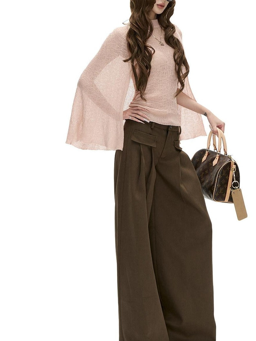 Fanptntox Lightweight Stand Collar Cape Knit Women's Lyocell Linen Long Sleeve T-shirts