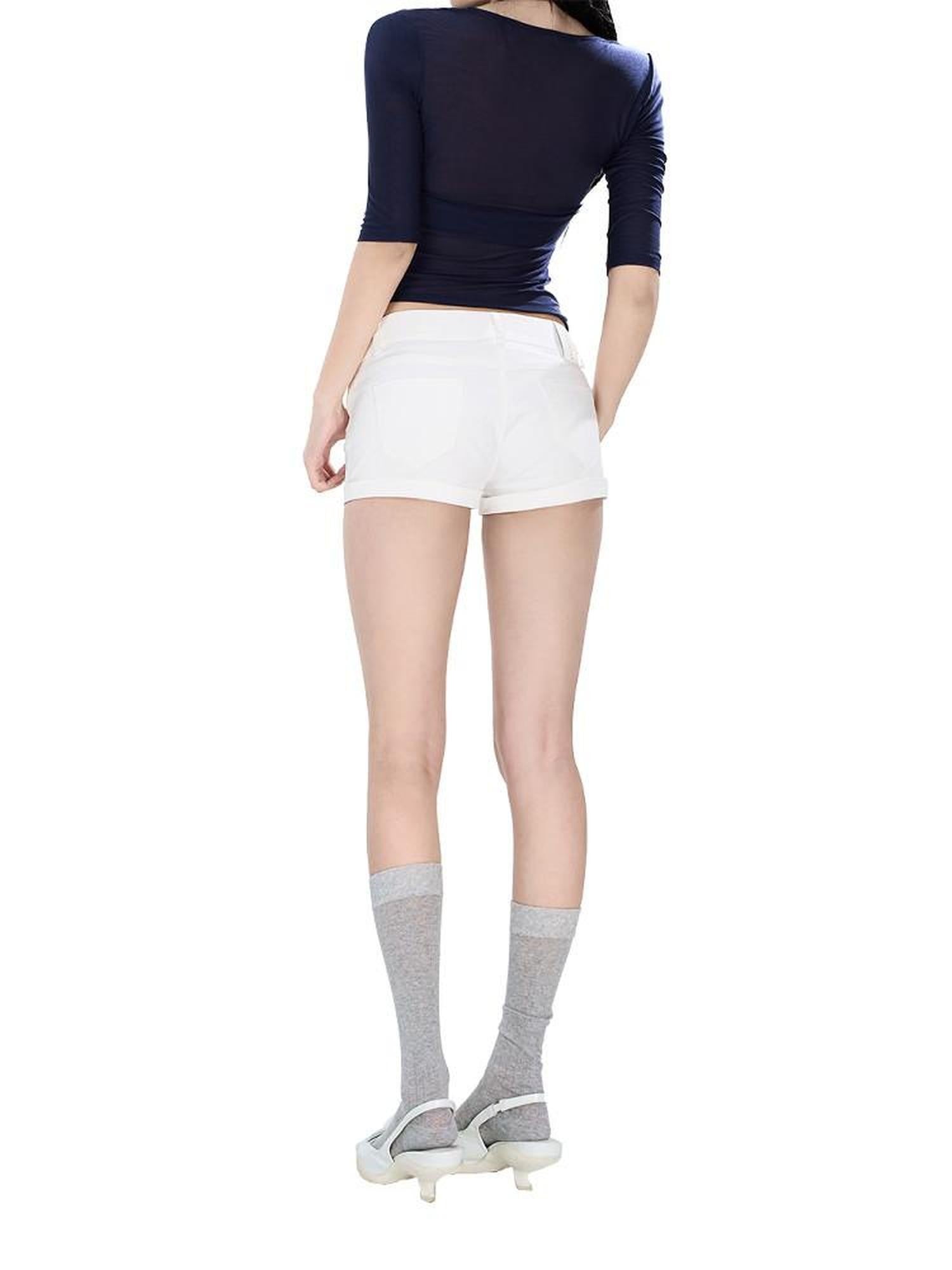 Fanptntox Long Leg Low Rise Hip Lift Slimming Women's Other Fabric Denim Shorts