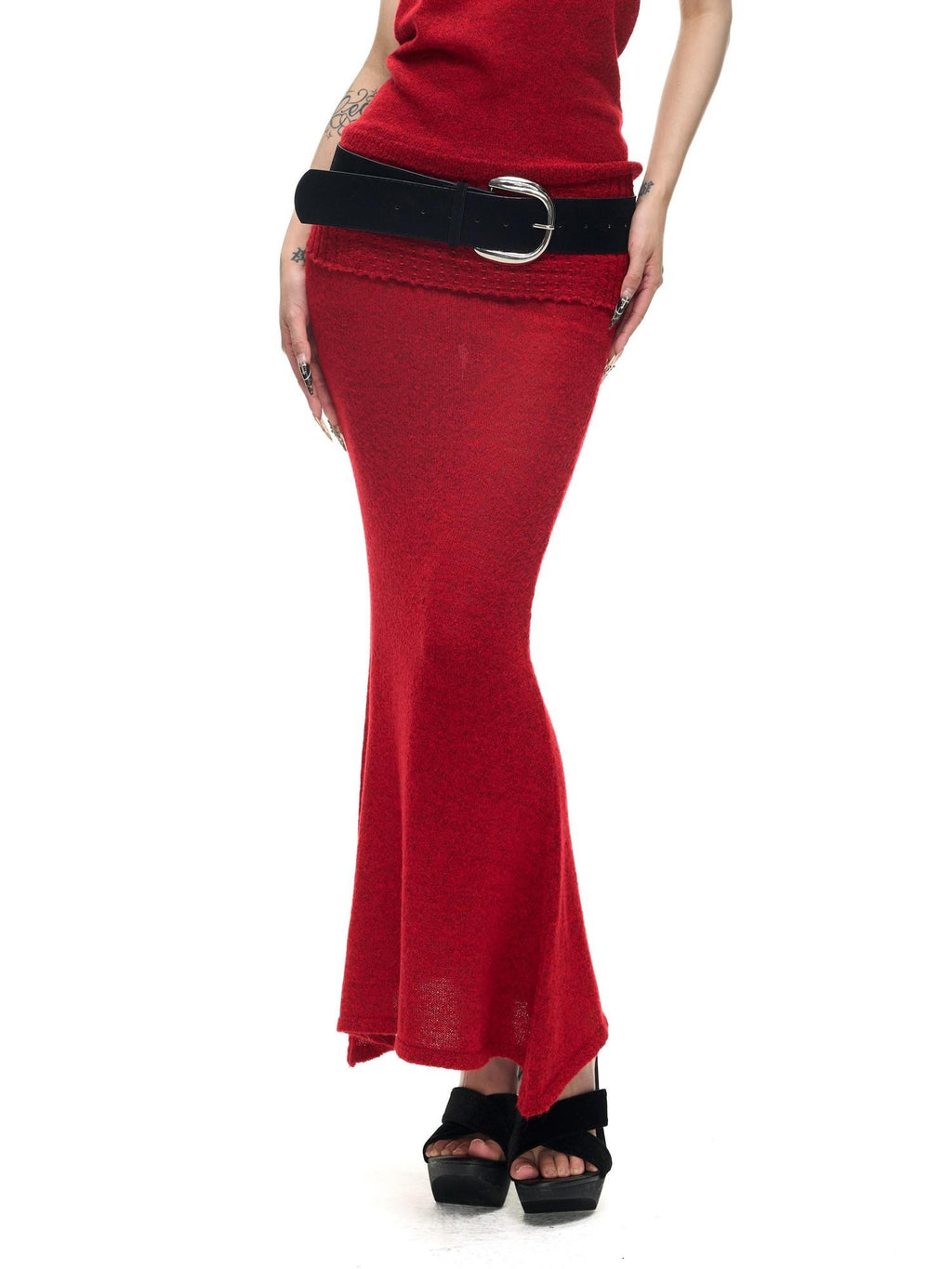 Fanptntox Matte Velvet Black Wide Vintage Metal Buckle Hollow Cut Women's Pu Belts