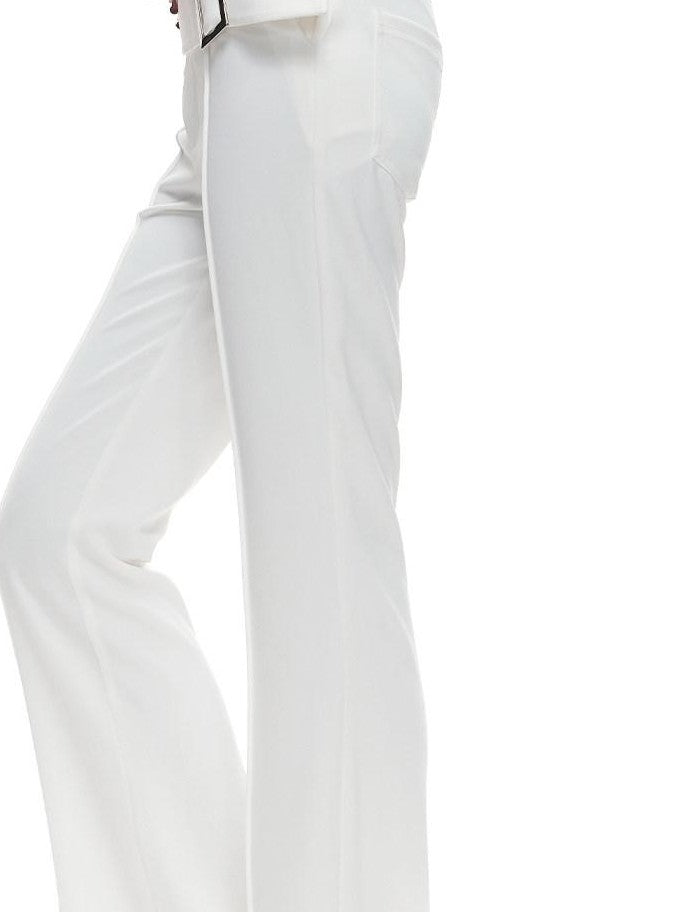 Fanptntox Metal Rectangle Buckle Wide Waist Slight Flare Women's Polyester Tailored Pants