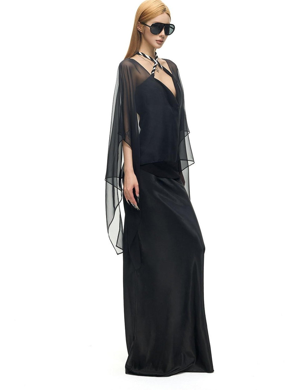 Fanptntox Micro Mesh Knot Tie Loose Mid Length Women's Polyester Sheer Shirts