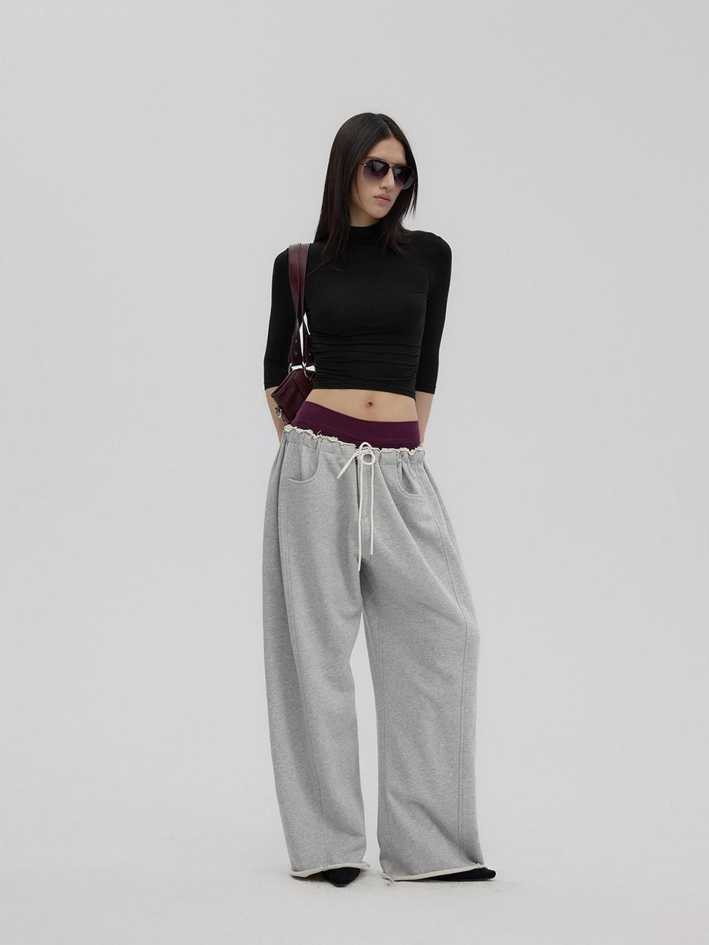 Fanptntox Mock Neck Slim Fit Stretch Knit Women's Polyester Long Sleeve T-shirts