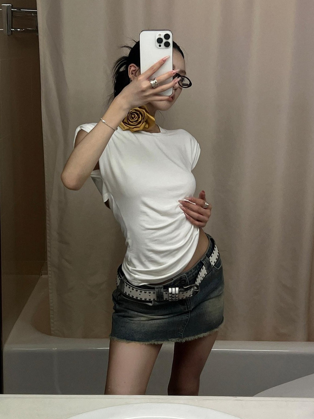 Fanptntox Ombre Low Waist Hip Hugging Fitted Slim Mini Women's Denim Bodycon Skirts