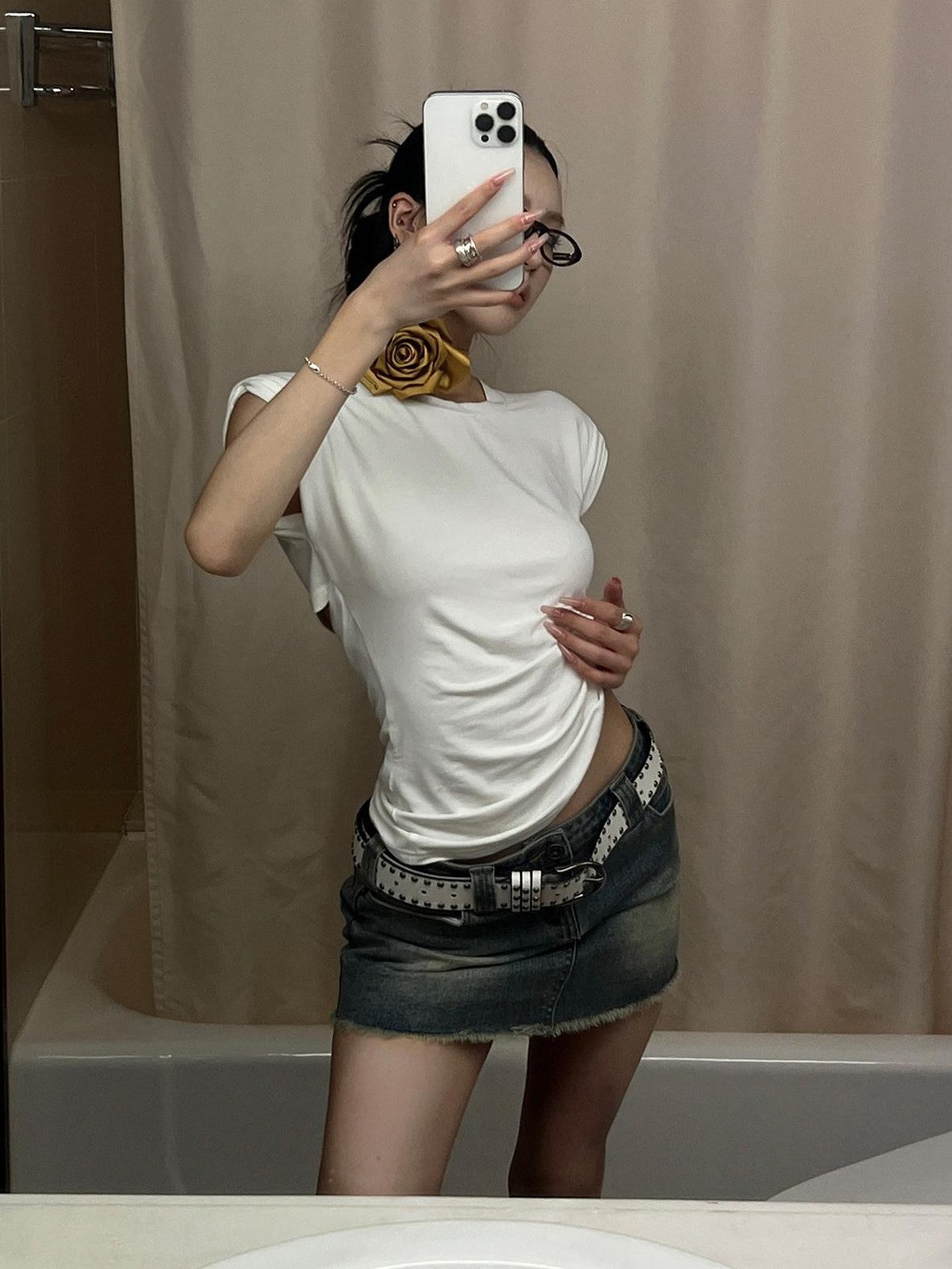 Fanptntox Ombre Low Waist Hip Hugging Fitted Slim Mini Women's Denim Bodycon Skirts