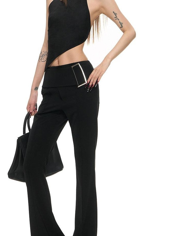 Fanptntox Open Back Tie Front High Neck Fitted Women's Suede Velvet Halter Tops