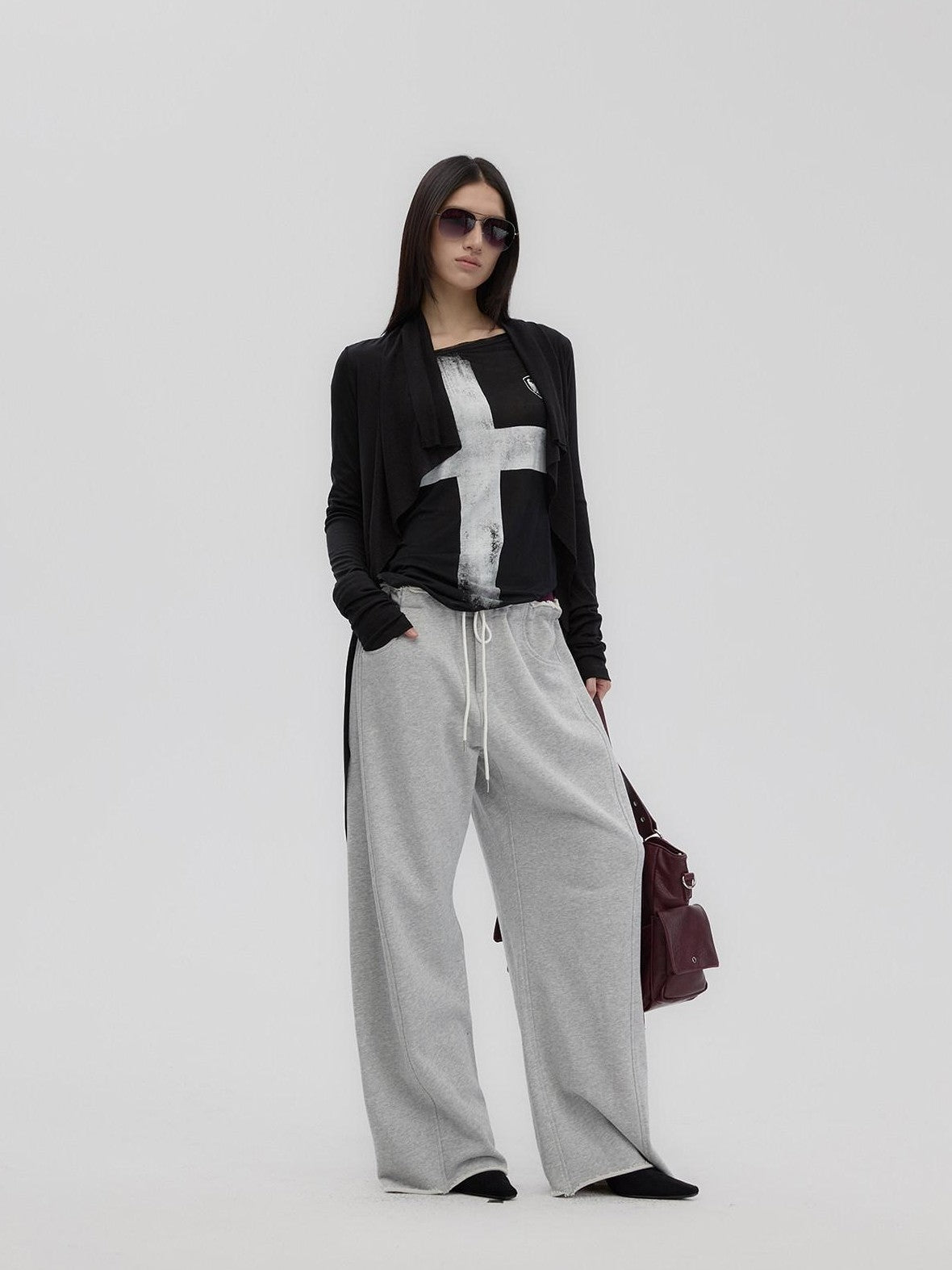 Fanptntox Oversized Collar Stacked Sleeve Slouchy Women's Lyocell Knit Boleros & Shrugs