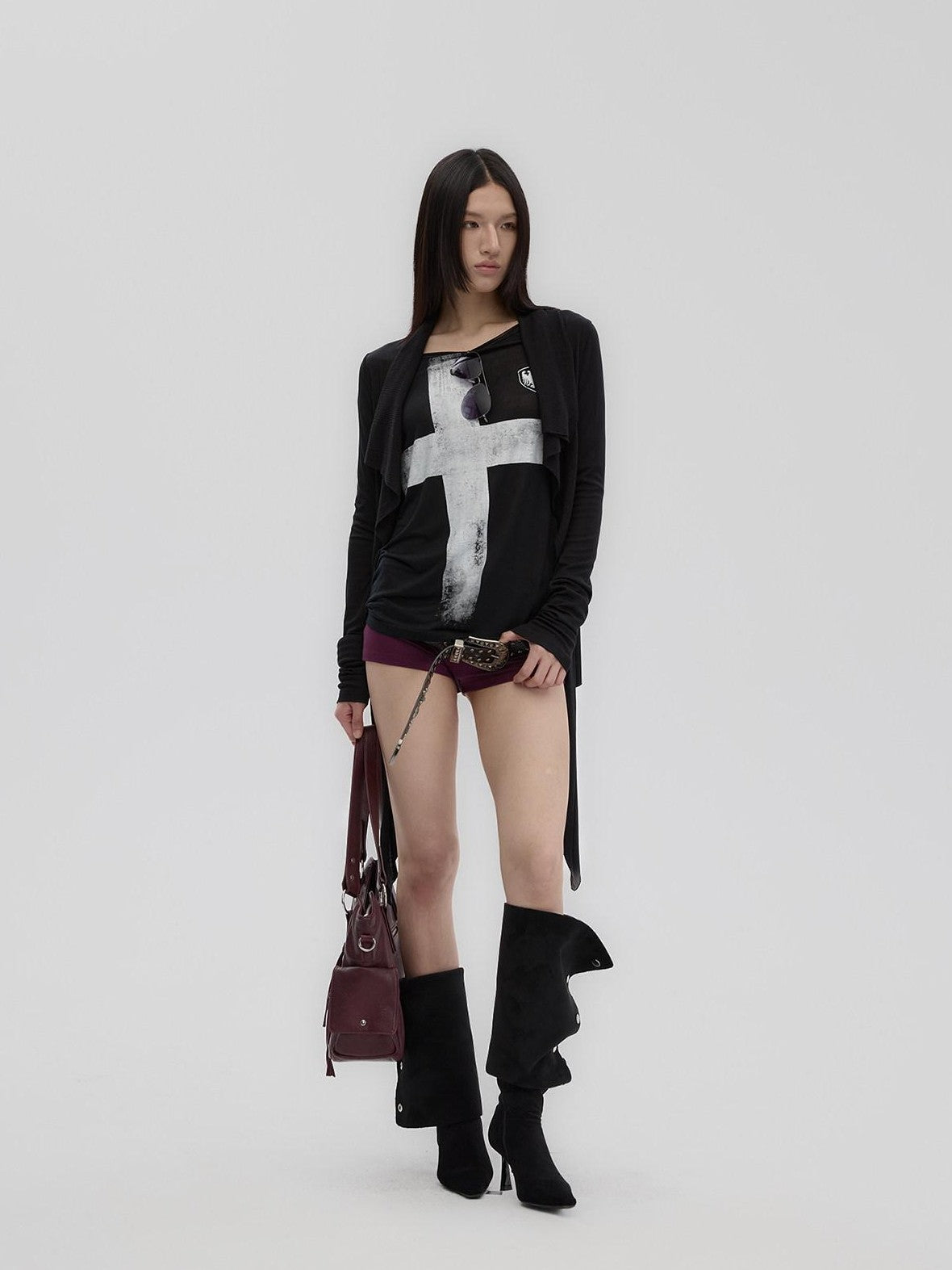 Fanptntox Oversized Collar Stacked Sleeve Slouchy Women's Lyocell Knit Boleros & Shrugs