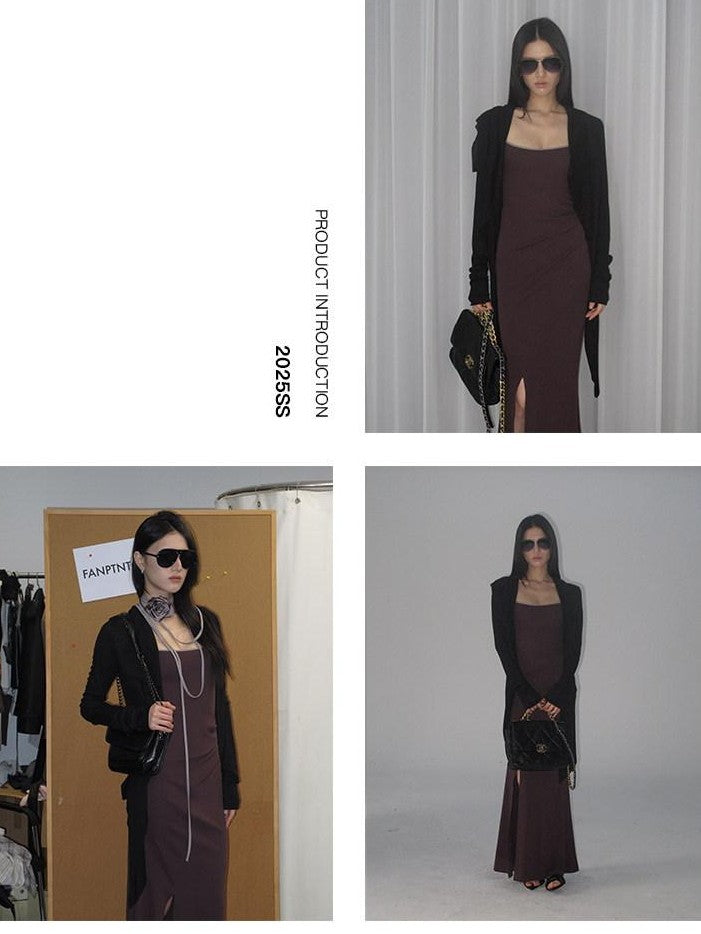 Fanptntox Oversized Collar Stacked Sleeve Slouchy Women's Lyocell Knit Boleros & Shrugs