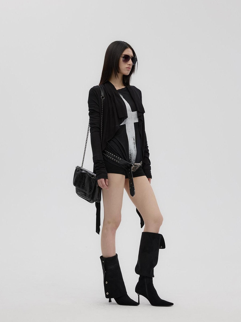Fanptntox Oversized Collar Stacked Sleeve Slouchy Women's Lyocell Knit Boleros & Shrugs