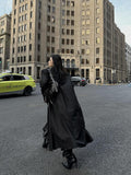 Fanptntox Oversized Detachable Shoulder Pads Blazer Collar Shirt Button Women's Long Coats