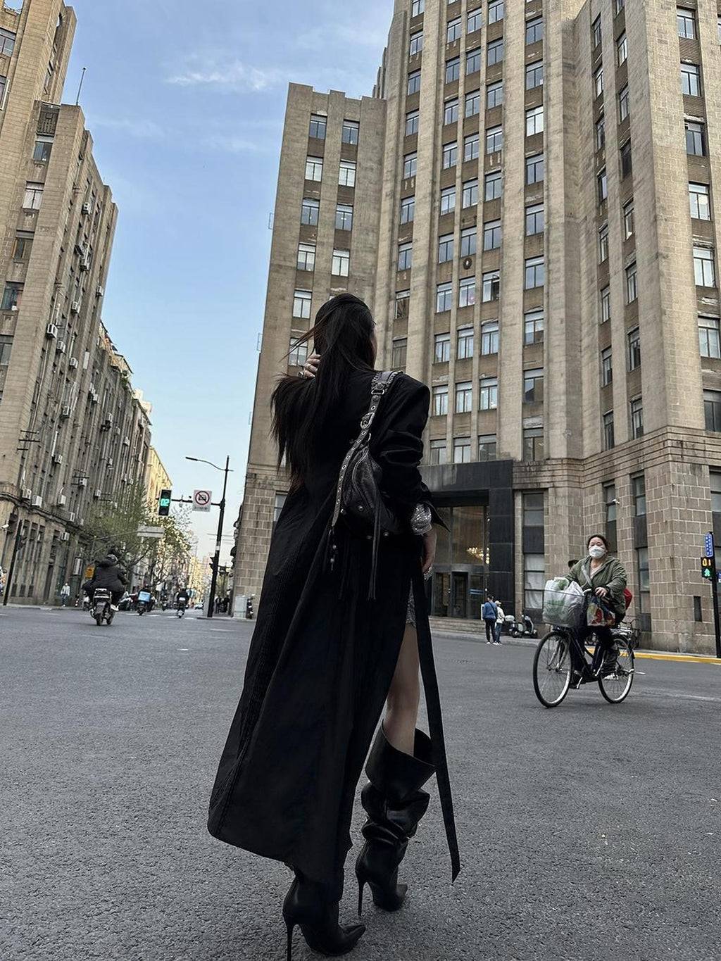 Fanptntox Oversized Detachable Shoulder Pads Blazer Collar Shirt Button Women's Long Coats