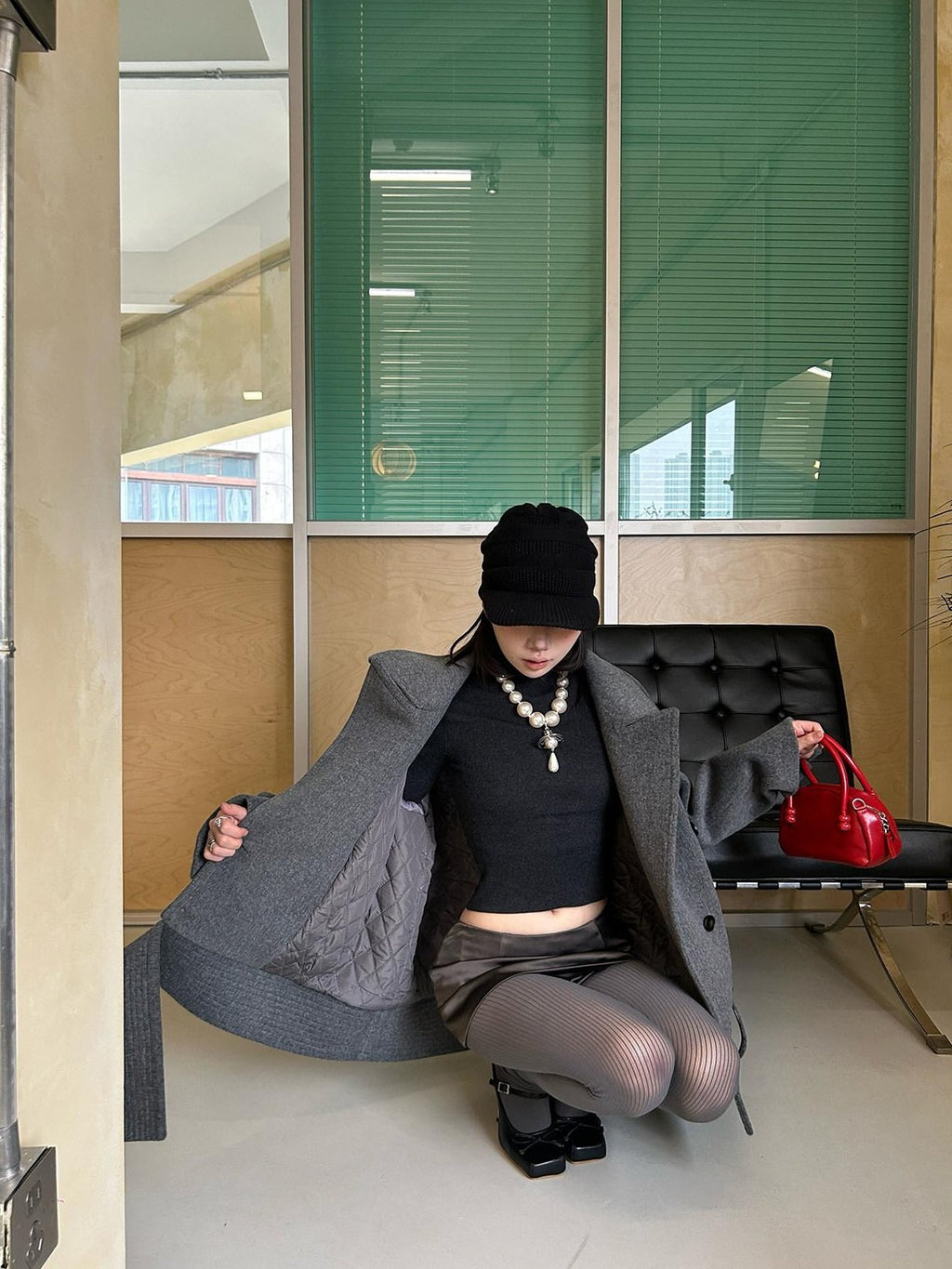 Fanptntox Padded Shoulders Notched Lapel Single Breasted Women's Wool Short Coats