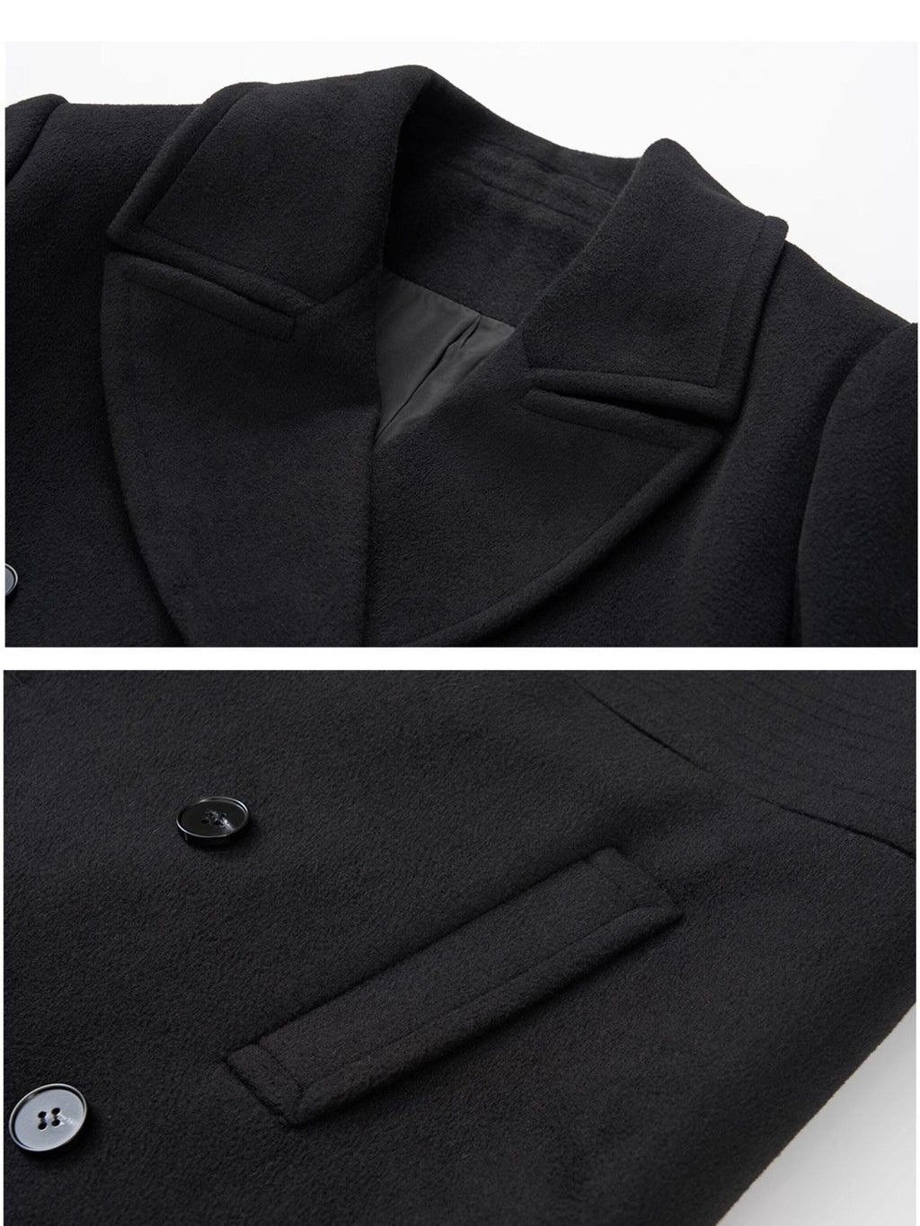 Fanptntox Padded Shoulders Notched Lapel Single Breasted Women's Wool Short Coats
