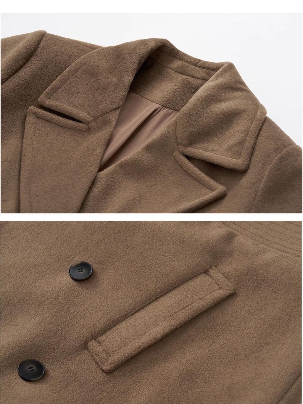 Fanptntox Padded Shoulders Notched Lapel Single Breasted Women's Wool Short Coats