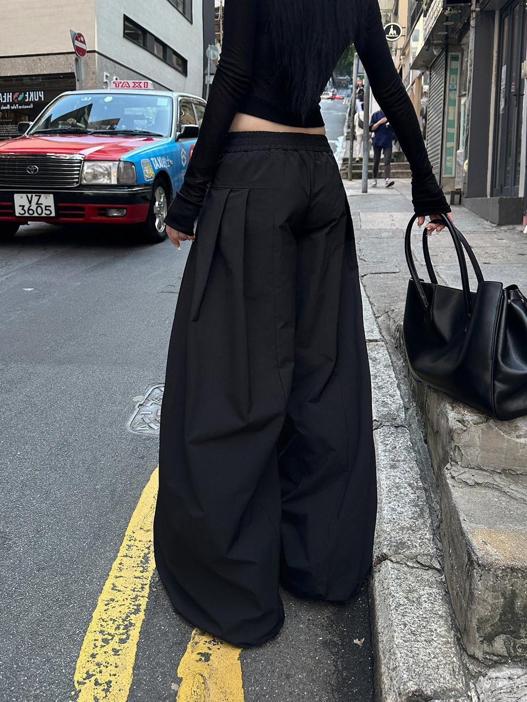 Fanptntox Parachute Paperbag Cargo Low Waist Women's Other Fabric Wide-leg Pants