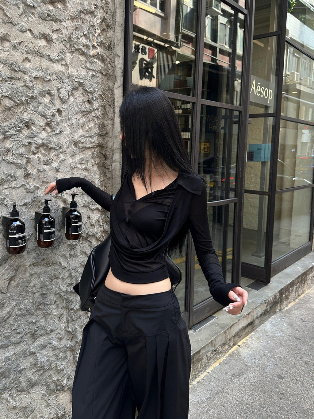 Fanptntox Parachute Paperbag Cargo Low Waist Women's Other Fabric Wide-leg Pants