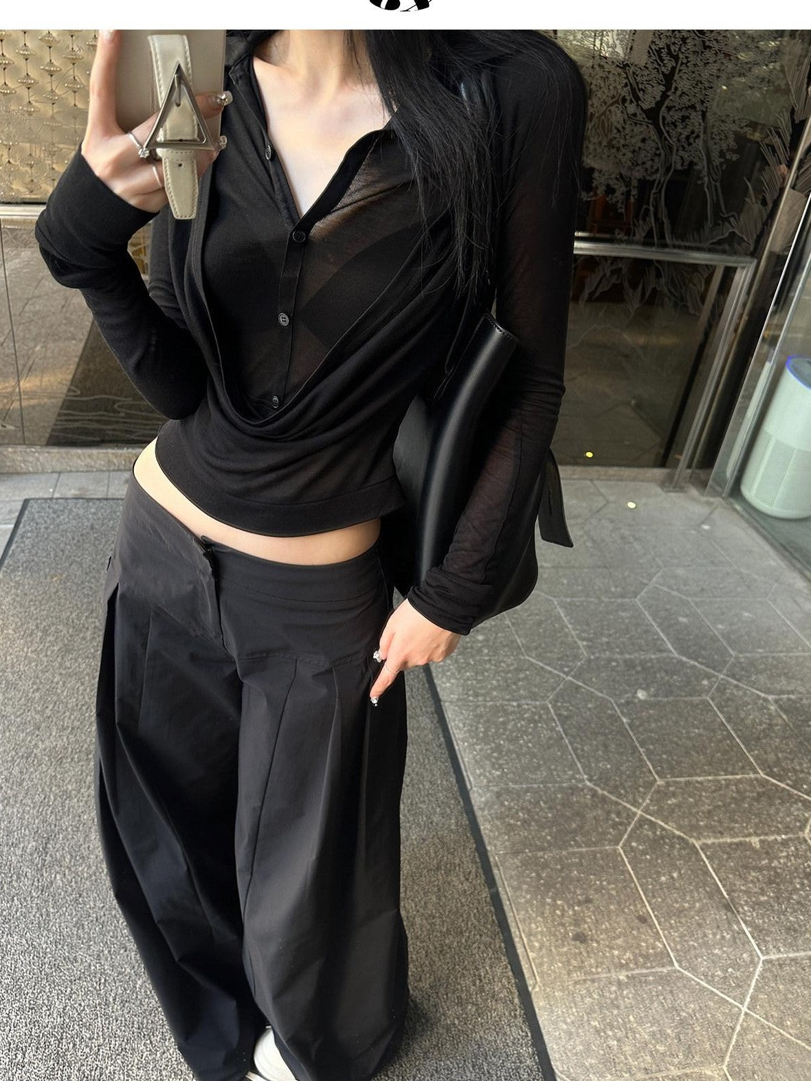 Fanptntox Parachute Paperbag Cargo Low Waist Women's Other Fabric Wide-leg Pants